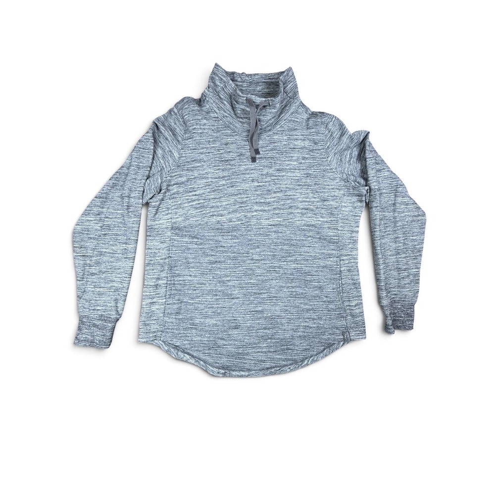 LL Bean Womens Grey Space Dye Funnel Neck Sweatshirt Size L Petite 512323